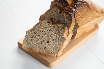 tasty bread baked at home, healthy homemade bread, bio ingredients