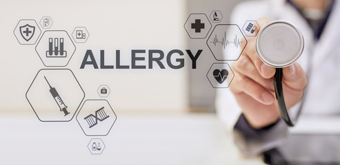 Allergy diagnosis medical and healthcare concept Doctor with stethoscope.