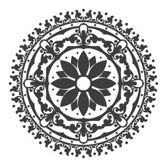 Vector round exotic floral mandala. Isolated on white background.