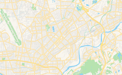 Fototapeta na wymiar Printable street map of Kasugai, Japan