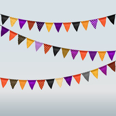 vector illustration of halloween colored flag garland