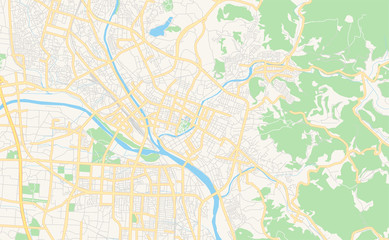 Fototapeta na wymiar Printable street map of Morioka, Japan