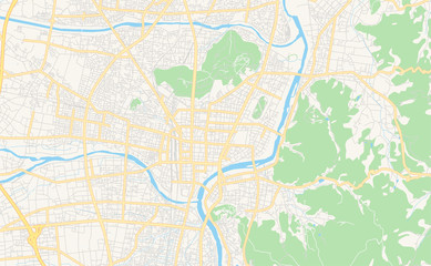 Fototapeta premium Printable street map of Fukushima, Japan