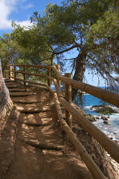 The hiking trail "Cami de Ronda" on the cliffs of Costa Brava (along the beach Canyers - nudist beach), Catalonia - Spain