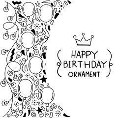  hand drawn party doodle happy birthday Ornaments background pattern Vector illustration