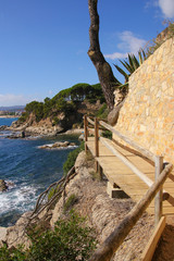 The hiking trail "Cami de Ronda" on the cliffs of Costa Brava (along the beach Canyers - nudist beach), Catalonia - Spain