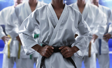 Karate martial arts fighter in arena © fotokitas