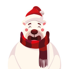 polar bear with hat and scarf