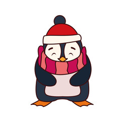 penguin with hat and scarf in white background
