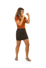 Fototapeta premium Businesswoman Side View Of Fighting