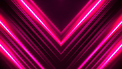 Dark abstract futuristic background. Neon lines, glow. Neon lines, shapes. Pink and blue glow
