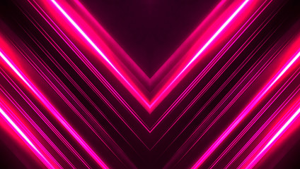 Dark abstract futuristic background. Neon lines, glow. Neon lines, shapes. Pink and blue glow