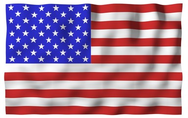 Naklejka premium Waving flag of the United States of America. Stars and Stripes. State symbol of the USA. 3D illustration
