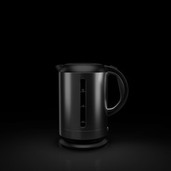 Dark Boiler, kettle Electric Domestic Home and Kitchen Interior appliance  on black background, 3d Rendering