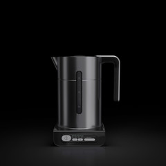 Dark Boiler, kettle Electric Domestic Home and Kitchen Interior appliance on black background, 3d Rendering