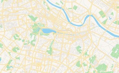 Naklejka premium Printable street map of Mito, Japan