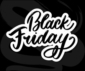 Black Friday Calligraphic Advertising Poster design vector template. Total Sale Discount Banner retro vintage style.