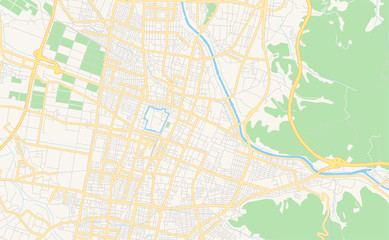Fototapeta na wymiar Printable street map of Yamagata, Japan