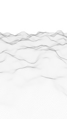 Obraz premium Abstract landscape on a white background. Cyberspace grid. hi tech network. Depth of field. 3d illustration