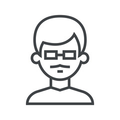 Line icon man with glasses