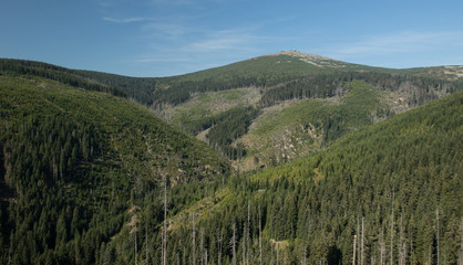 Naklejka premium Snezka, highest peak of czech mountains, Krkonose