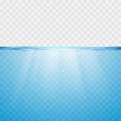Underwater background with sun rays. Editable vector background