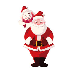 rabbit and santa claus with hat of christmas in white background