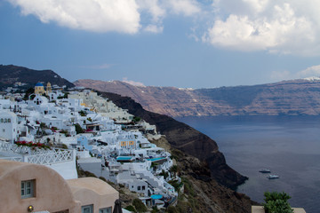 oia village on island in santorini greece