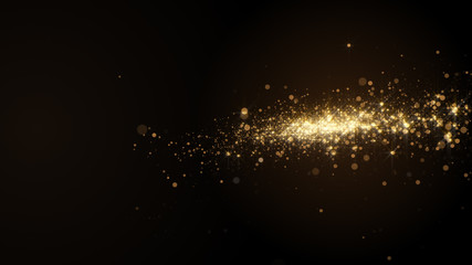 Abstract comet's trajectory in space darkness.