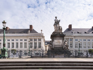 Fototapeta na wymiar The Martyr's square in Brussels and the Pro Patria memorial monument
