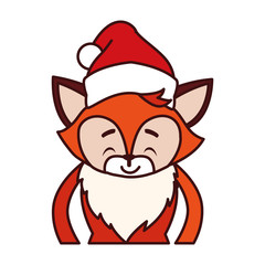 fox with hat and scarf in white background
