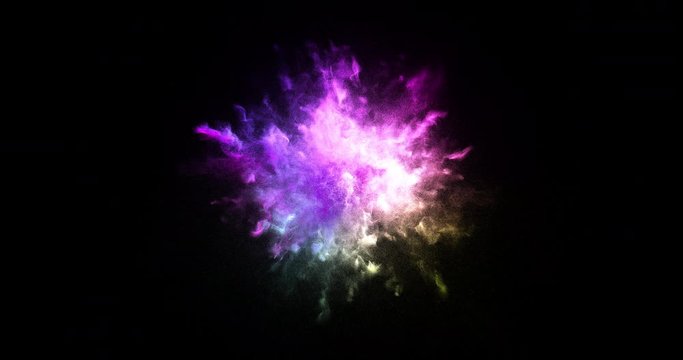 4K 3D Animation Of Colorful Particles Explosion With Alpha Matte. Millions Of Particles Spreading All Over The Screen.