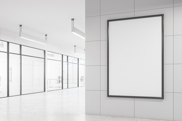Modern white office with billboard - obrazy, fototapety, plakaty