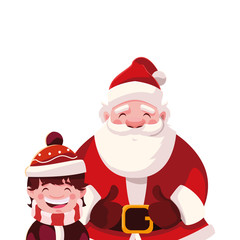 boy and santa claus in white background
