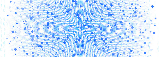 Matrix Vector. Blue Particle Movement. White 