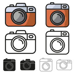 Camera vector icon minimalistic flat design set.