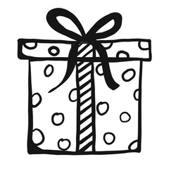 Vector hand drawn gift box icon.