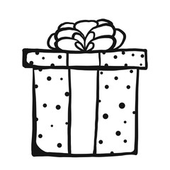 Vector hand drawn gift box icon.