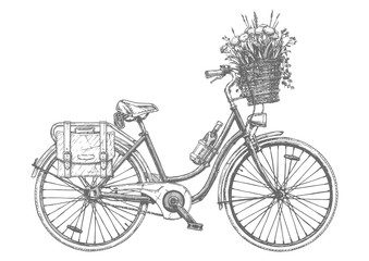 Сity bicycle with flowers