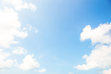 Nature Bright blue Sky with white clouds on blackground. Beautiful sky and clouds in the afternoon.