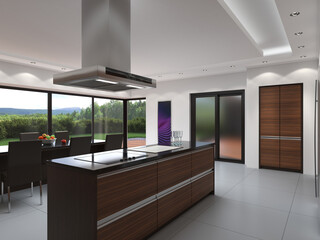 3D rendering modern kitchen