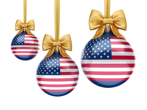 3D rendering Christmas ball with the flag of USA