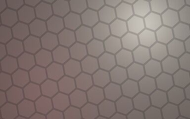 Honeycomb with color lighting, on a gray background. Perspective view on polygon look like honeycomb. Isometric geometry. 3D illustration