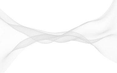 White abstract background. Fluttering white scarf. Waving on wind white fabric. 3D illustration