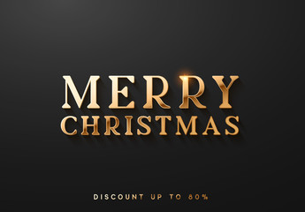 Merry Christmas. Chic lettering of gold color. Celebrate Holiday text, Xmas poster, banner. vector illustration