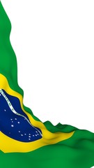 Waving flag of Brazil. Ordem e Progresso. Order and progress. Rio de Janeiro. South America. State symbol. 3d illustration