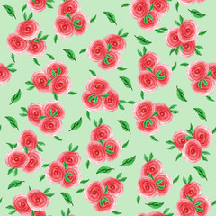 Abstract elegance seamless pattern with bright roses color background.