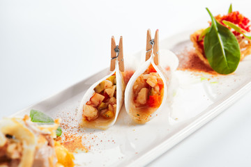 Taco with seafood assorti