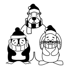 card of christmas with cute animals in white background