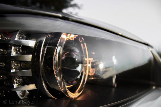 Xenon Licht in Detailaufnahme von einem BMW E91